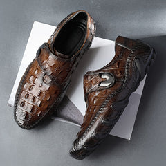 Comfy Top Grain Leather Loafers - Oxfords with Hook & Loop Fastener, Non Slip Rubber Sole, Durable Walking Shoes for Men SHOWLU FASHION STORE