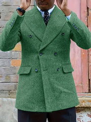 Retro Lapel Collar Herringbone Pattern Double-breasted Blazer SHOWLU FASHION STORE