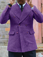Retro Lapel Collar Herringbone Pattern Double-breasted Blazer SHOWLU FASHION STORE