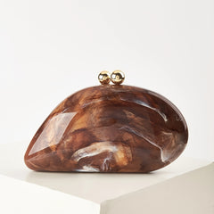 Elegant Marbled Acrylic Clutch with Magnetic Closure and Detachable Long Chain Strap, Stylish Evening Bag in Multiple Colors
