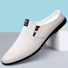 Men's Summer Slip-On Mules - Breathable Split Leather Upper, Non-Slip Rubber Sole, Comfortable PU Inner Lining, Round Toe Design, Casual Style for Casual Attire, Mule Shoes SHOWLU FASHION STORE