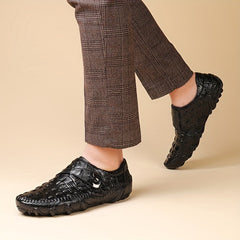 Comfy Top Grain Leather Loafers - Oxfords with Hook & Loop Fastener, Non Slip Rubber Sole, Durable Walking Shoes for Men SHOWLU FASHION STORE