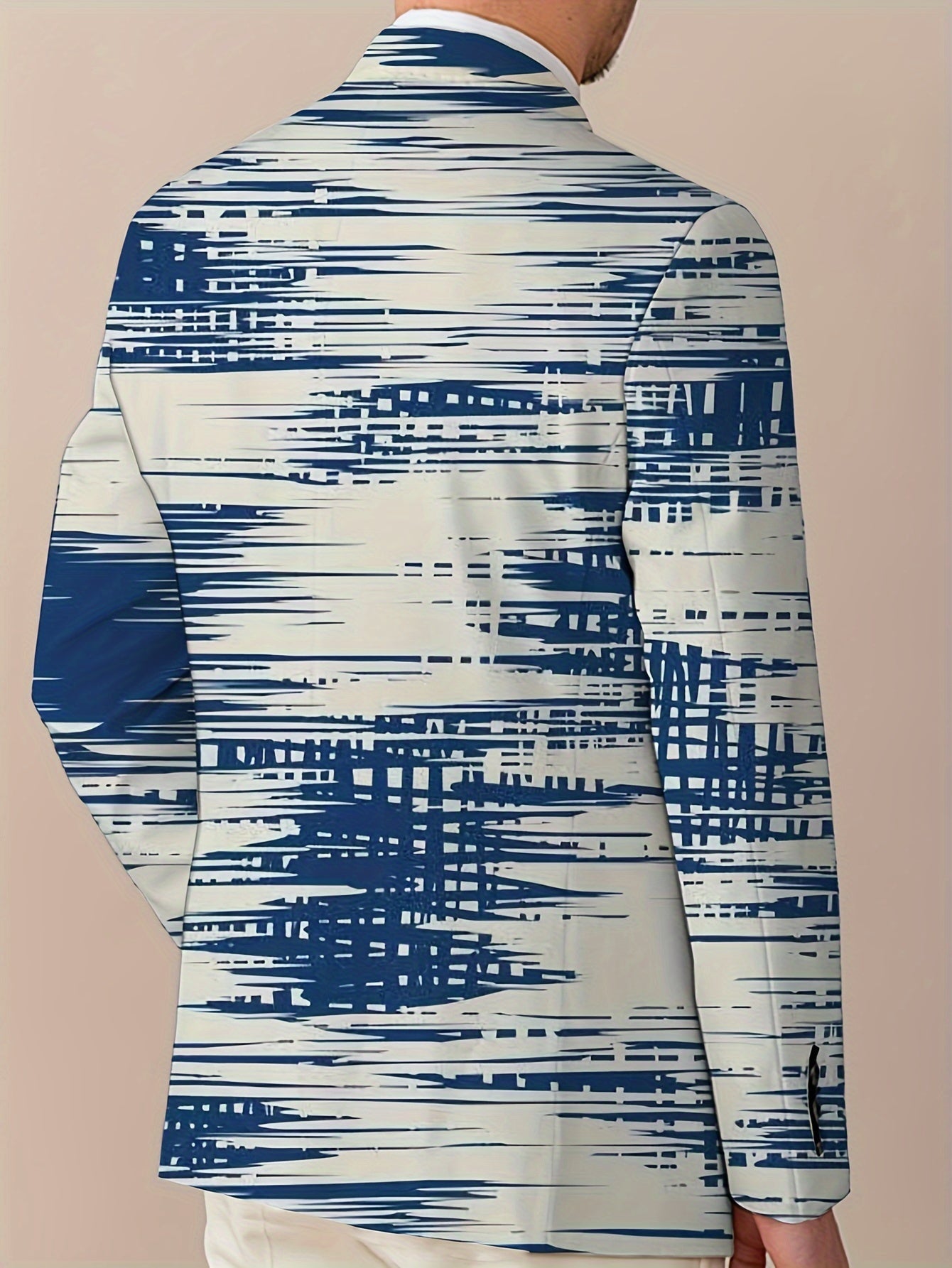 [Four-Season Party Blazer] Four-Season Regular Fit Men's Party Blazer - Stripes Print/Animal Print Notched Lapel, Fashion Suit Top With Button Details SHOWLU FASHION STORE