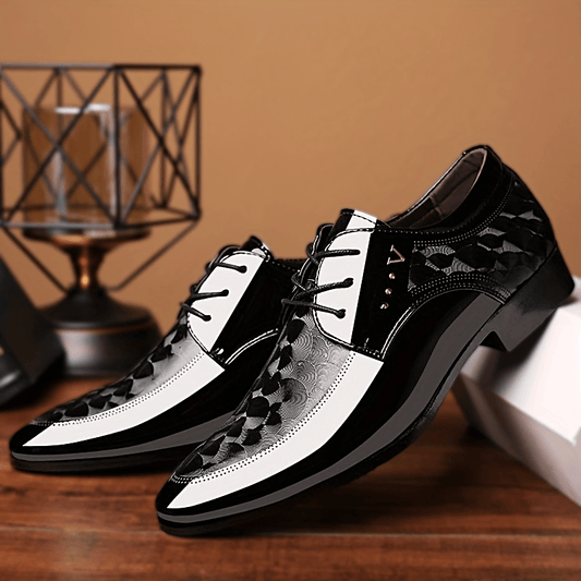 Men'S Fashion Dress Shoes, Solid Color Faux, Low Top Lace-up, Pointed Toe, Rubber Sole, All-season Business Casual Footwear for Daily & Wedding Use SHOWLU FASHION STORE
