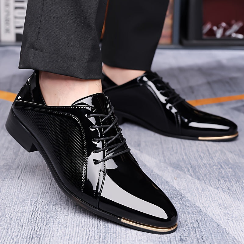Men's Sleek Dress Shoes - Versatile for Weddings, Business & Casual Wear | Lace-Up, Non-Slip Rubber Sole | Fashionable Solid Color Design SHOWLU FASHION STORE