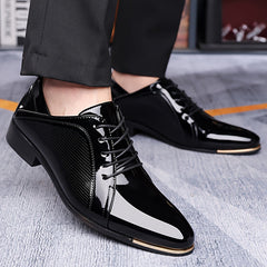 Men's Sleek Dress Shoes - Versatile for Weddings, Business & Casual Wear | Lace-Up, Non-Slip Rubber Sole | Fashionable Solid Color Design SHOWLU FASHION STORE