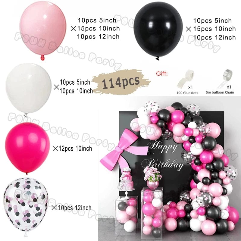 97pcs Black and Gold Balloons Arch Garland Kit Chrome Metal Latex Balloon for Wedding Graduation Birthday Baby Shower Decor Gift - SHOWLU FASHION STORE