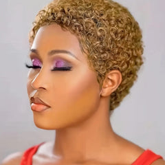 99J Short Curly Human Hair Wigs For Women Full Machine Made Kinky Curly Wigs Human Hair Choice Cheap Wigs On Clearance Sale - SHOWLU FASHION STORE