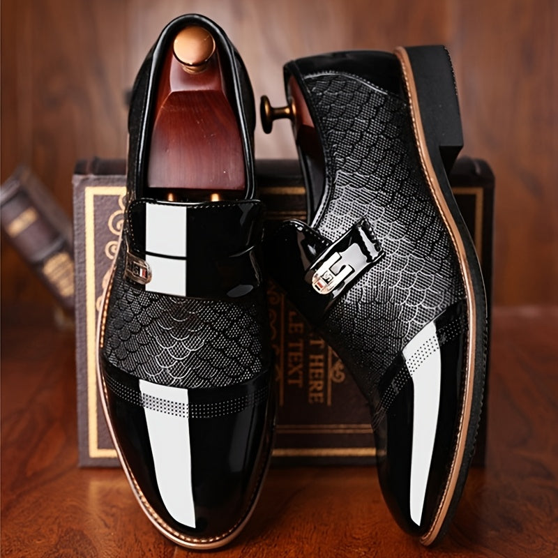 Exquisite Embossed Men's Business Shoes - Luxurious Comfort, Pointed Toe, Slip-On Design, Lug Sole, Perfect for Party, Wedding, Office, and Formal Events - Durable, Breathable, and Stylish Dress Shoes SHOWLU FASHION STORE