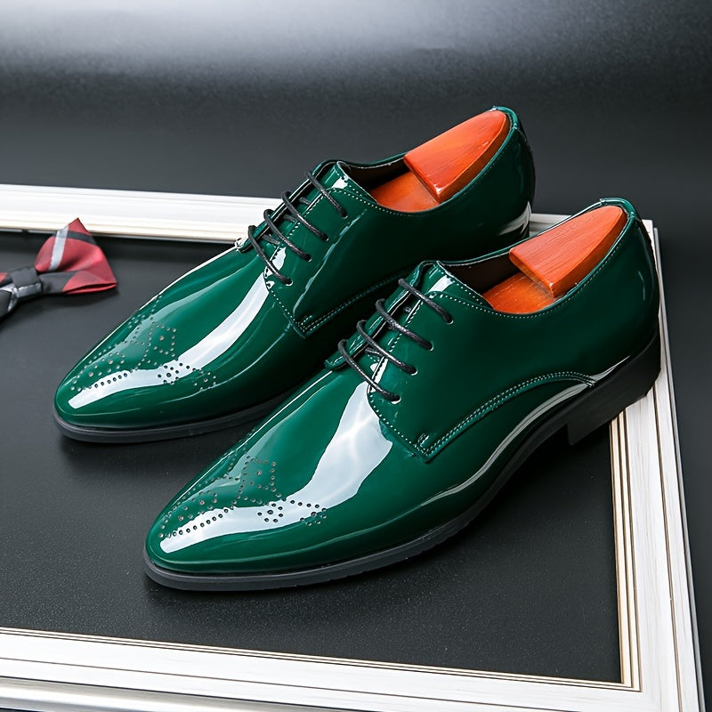 Men'S Solid Color Casual Dress Shoes, Pointed Toe Lace-Up, Microfiber Synthetic Upper, Superfine Fiber Lining, Sole & Insole, Fashionable Business Wedding Footwear for All Seasons SHOWLU FASHION STORE