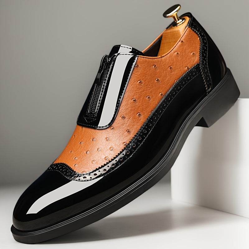 Men'S Classic Wing - Tip Brogue Oxford Shoes - Available In Black And Blue. These Are Stylish Casual Shoes With Non - Slip Rubber Soles, Suitable For Business Events, Weddings, And Graduation Ceremonies. Model Number 19582 SHOWLU FASHION STORE