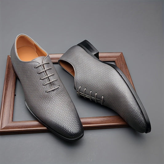 Men's Vintage Solid Color Whole-Cut Oxford Shoes, Comfy Non Slip Rubber Sole Microfiber Upper Formal Shoes, Men's Footwear SHOWLU FASHION STORE
