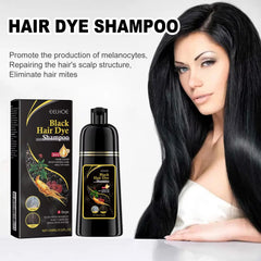 EELHOE Black Hair Dye Shampoo 3 in 1 Growth Clean Hair Darkening Deep Nourishing Black Hair Dye Shampoo Natural Organic Herbal