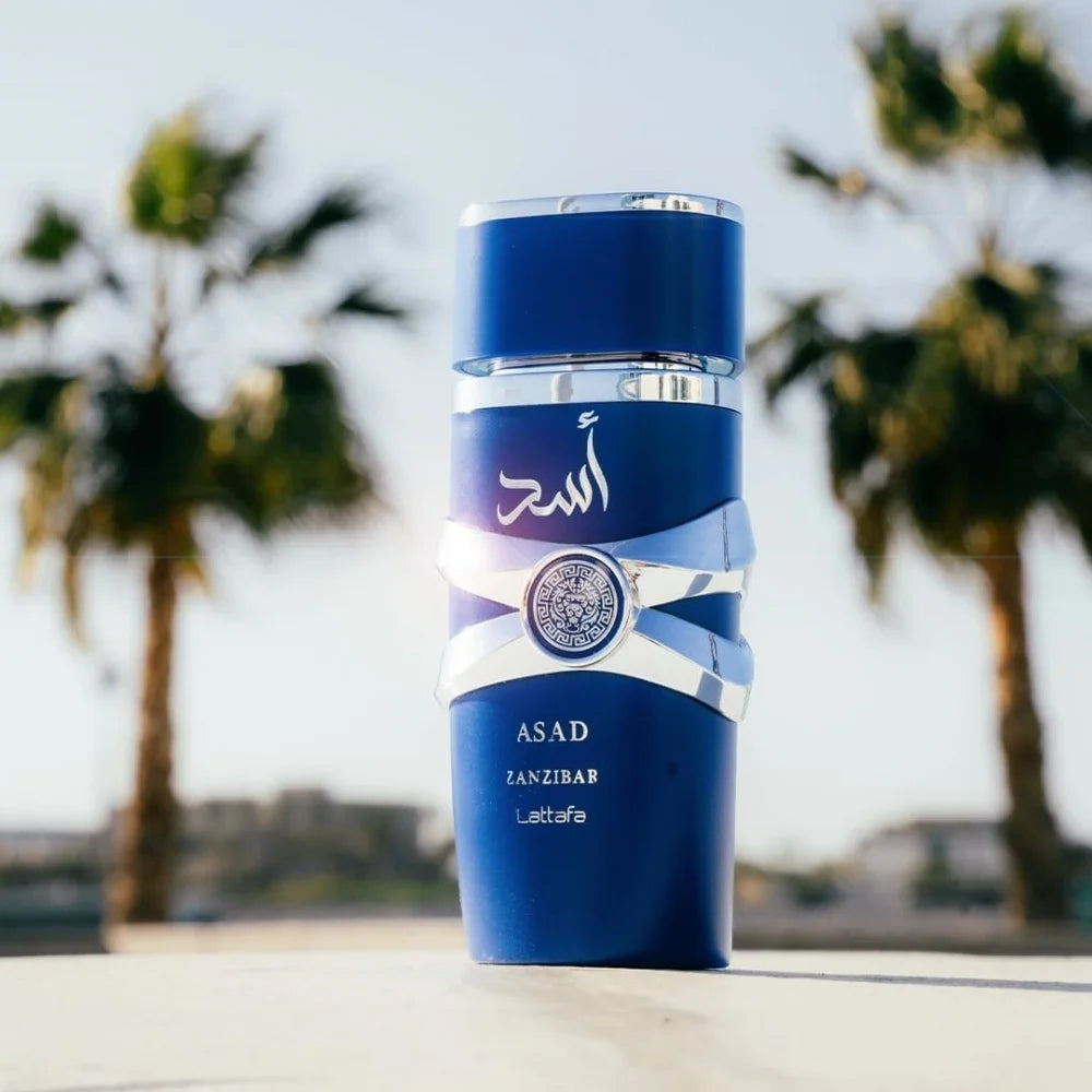 Lattafa Asad Zanzibar Blue Edition For Men Eau de Parfum Spray 3.4 Ounce Spicy Fragrance Warm Note Of Premium Luxury Fragrance SHOWLU FASHION STORE