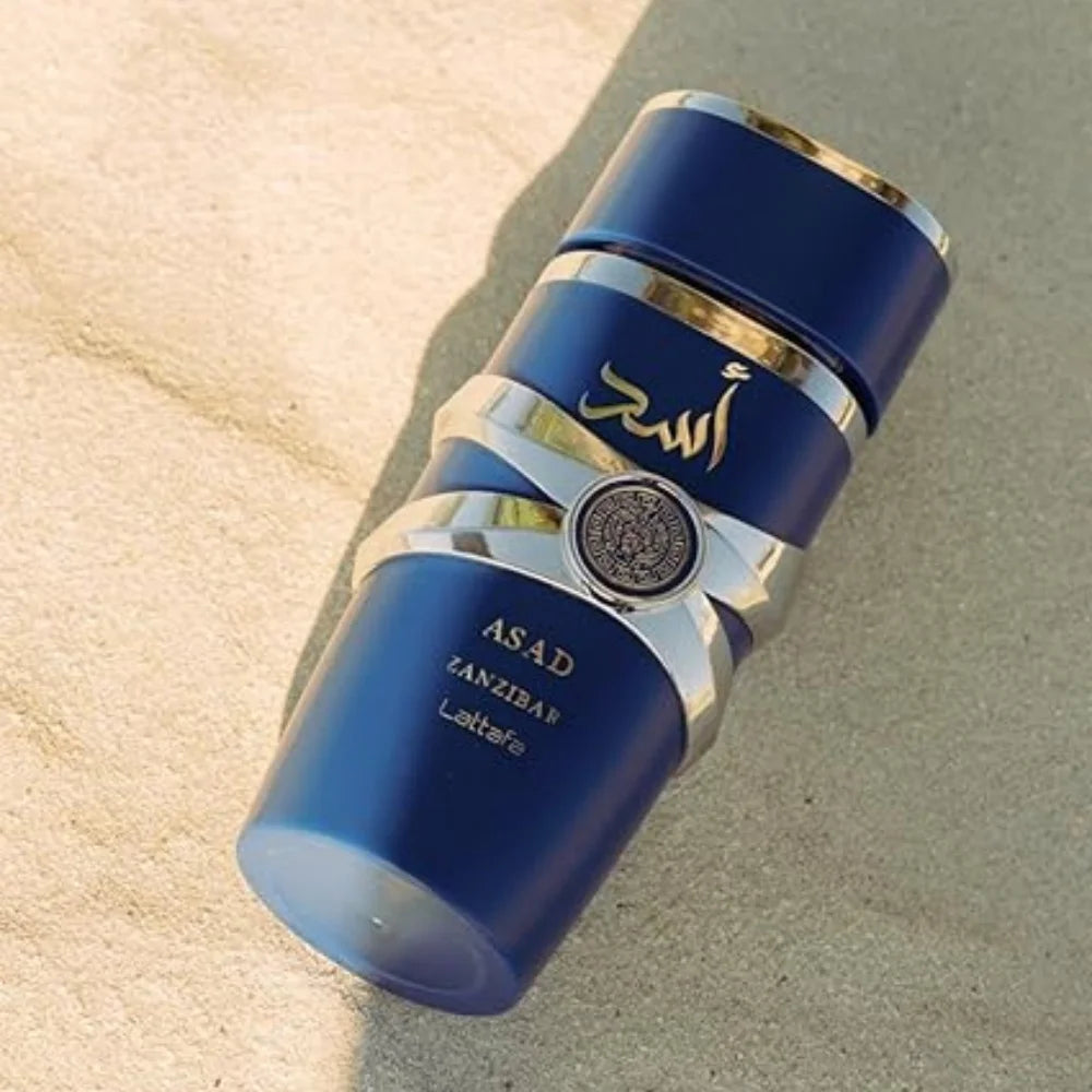 Lattafa Asad Zanzibar Blue Edition For Men Eau de Parfum Spray 3.4 Ounce Spicy Fragrance Warm Note Of Premium Luxury Fragrance SHOWLU FASHION STORE