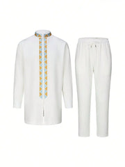 2025 New men's suit, white pocket, 2-piece set, luxury wedding casual suit, traditional African style of ethnic minorities