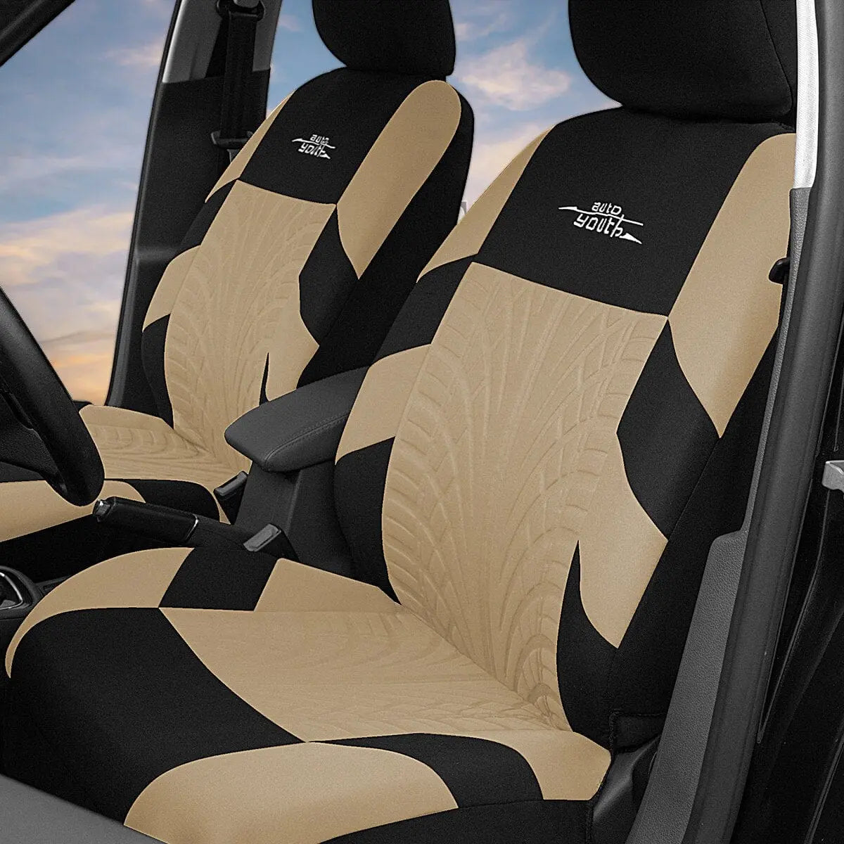 Showlu Fashion Store 0 AutoYouth Car Seat Covers Full Set Premium Cloth Universal Fit Automotive Low Back Front Airbag Compatible Split Bench Rear Seat