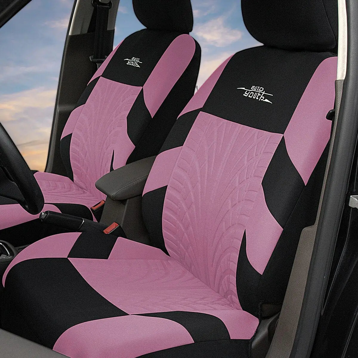 Showlu Fashion Store 0 AutoYouth Car Seat Covers Full Set Premium Cloth Universal Fit Automotive Low Back Front Airbag Compatible Split Bench Rear Seat