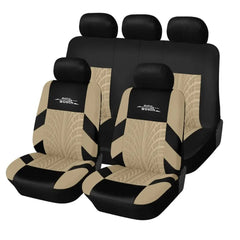 Showlu Fashion Store 0 Beige AutoYouth Car Seat Covers Full Set Premium Cloth Universal Fit Automotive Low Back Front Airbag Compatible Split Bench Rear Seat