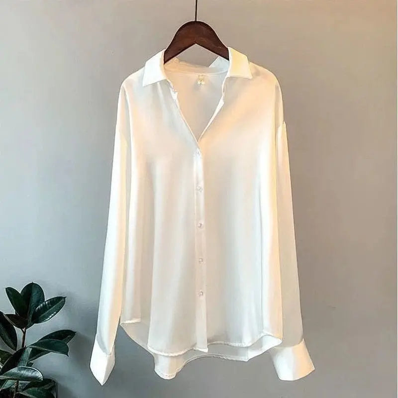 Showlu Fashion Store 0 Autumn 2022 Womens Clothing Silk Shirt Vintage Blouse Women Sheer Top Women Long Sleeve Dress Shirt Plus Size Women Overshirt