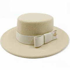 Bow Tie Fedora Hat Winter Round Bumpy Surface Flat Top Bow Tie Elastic Band Men's and Women's Red Jazz Hat Fedora - SHOWLU FASHION STORE