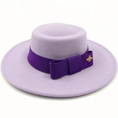 Showlu Fashion Store 36 / 56-58cm / China Bow Tie Fedora Hat Winter Round Bumpy Surface Flat Top Bow Tie Elastic Band Men's and Women's Red Jazz Hat Fedora