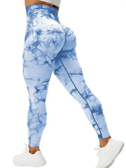 CHRLEISURE Tie Dye Push Up High Waist Leggings Stretch Athletic Women Sexy Pants Casual Seamless Gym Knitting Leggings Femme - SHOWLU FASHION STORE