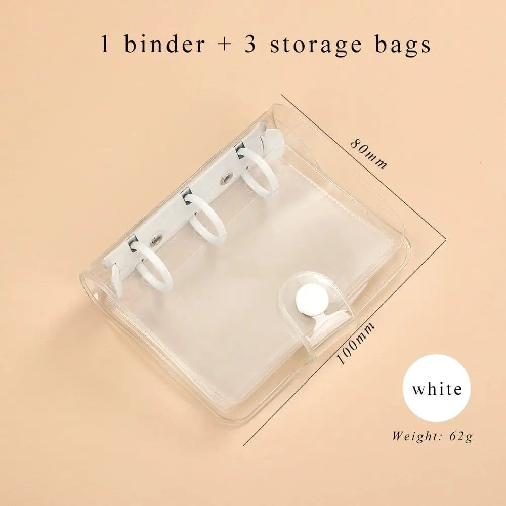 Showlu Fashion Store 0 white / mini JIANWU Creative Cute Transparent 3 ring Mini Loose-leaf Hand Book Student Portable Notebook ring binder Kawaii School Supplies