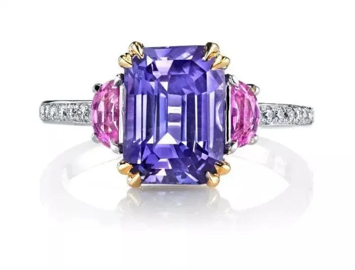 Cross - Border Supply Square Diamond Female Half Moon Purple Crystal - SHOWLU FASHION STORE
