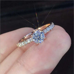 Showlu Fashion Store 0 5 / CU Delicate Silver Color Trendy Ring for Women Elegant Princess Cut Inlaid Black Zircon Stones Wedding Ring Engagement Jewelry