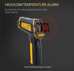 Showlu Fashion Store 0 Digital Infrared Thermometer Laser Temperature Meter Non-contact Pyrometer Imager Hygrometer IR Termometro Color LCD Light Alarm
