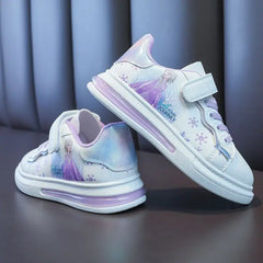 Showlu Fashion Store 0 Disney Girls' White Shoes PU Leather Cartoon Princess Elsa Frozen Shoes Spring Girl Baby Waterproof Sports Shoes Flats Size 26-3