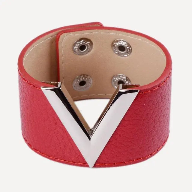 Showlu Store Nation 0 18 Europe Crack Leather Bracelet For Women Femme All-Match V Word Wide Punk Style Soft Jewellery Cool Wholesale