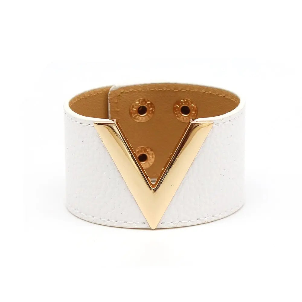 Showlu Store Nation 0 11 Europe Crack Leather Bracelet For Women Femme All-Match V Word Wide Punk Style Soft Jewellery Cool Wholesale
