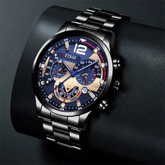 Showlu Fashion Store 0 Fashion Mens Stainless Steel Watches Luxury Quartz Wristwatch Calendar Luminous Clock Men Business Casual Watch Reloj Hombre