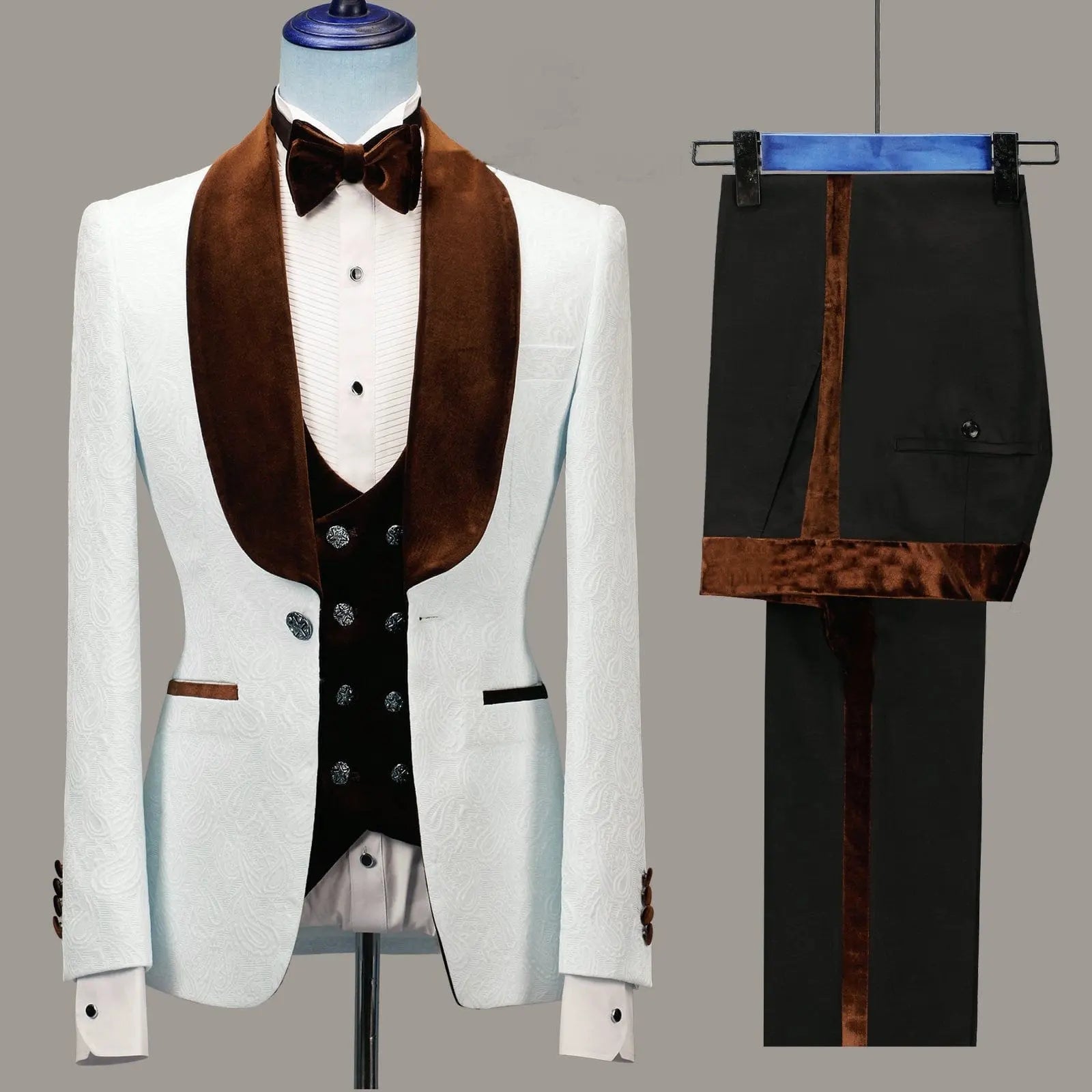 Showlu Store Nation 0 as picture7 / XS Floral Jacket Men Suit Slim Fit Wedding Tuxedo Navy Blue Velvet Lapel Groom Party Suits Costume Homme Best Man Blazer