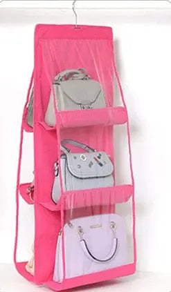 Anel Demosthene General Store 0 6 grids / Rose Red For Wardrobe Closet Transparent Storage Bag Hanging Handbag Organizer Door Wall Clear Sundry Shoe Bag with Hanger Pouch