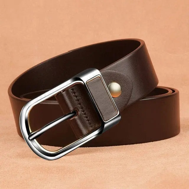 Showlu Fashion Store 0 13D silver coffee / 125cm Genuine Leather For Men's High Quality Buckle Jeans Cowskin Casual Belts Business Cowboy Waistband Male Fashion Designer 2022New