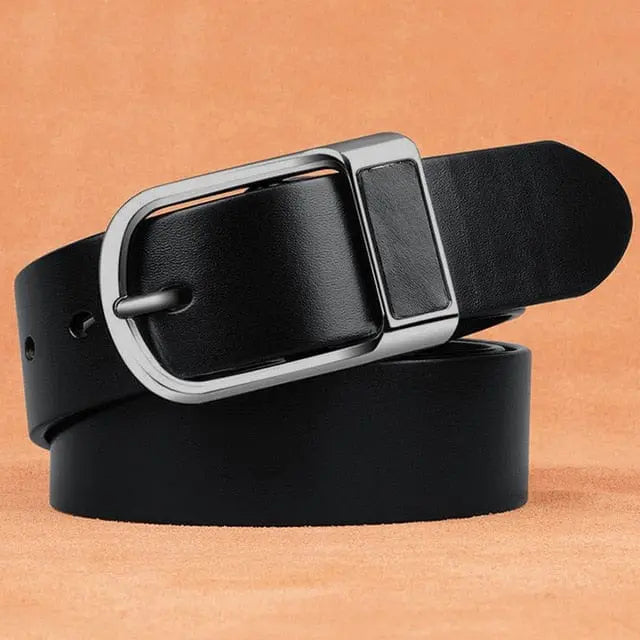 Showlu Fashion Store 0 13D silver black / 125cm Genuine Leather For Men's High Quality Buckle Jeans Cowskin Casual Belts Business Cowboy Waistband Male Fashion Designer 2022New