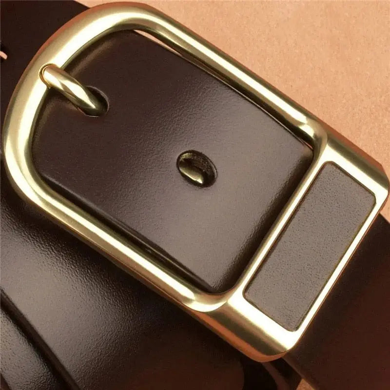 Showlu Fashion Store 0 Genuine Leather For Men's High Quality Buckle Jeans Cowskin Casual Belts Business Cowboy Waistband Male Fashion Designer 2022New