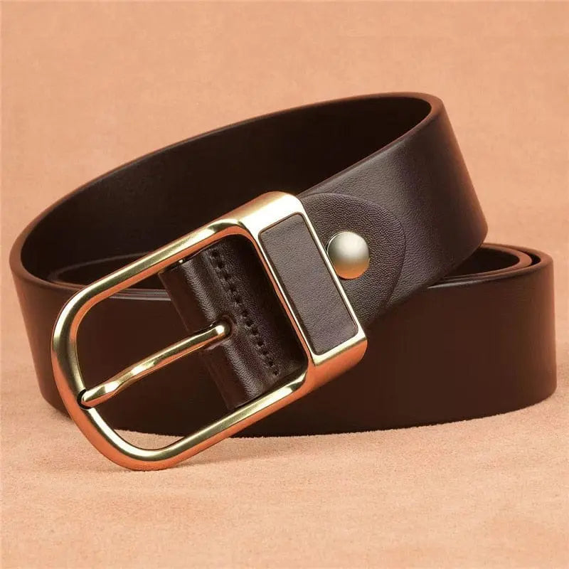 Showlu Fashion Store 0 Genuine Leather For Men's High Quality Buckle Jeans Cowskin Casual Belts Business Cowboy Waistband Male Fashion Designer 2022New
