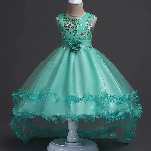 Girls Princess Embroidery Baby Flower Wedding Christmas Party Tutu Dress Teenager Children Kids Elegant Vestidos for 3 - 15Years - SHOWLU FASHION STORE