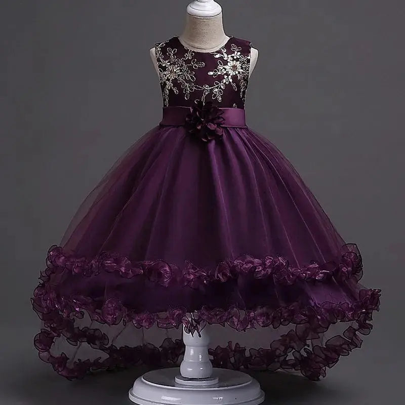 Girls Princess Embroidery Baby Flower Wedding Christmas Party Tutu Dress Teenager Children Kids Elegant Vestidos for 3 - 15Years - SHOWLU FASHION STORE