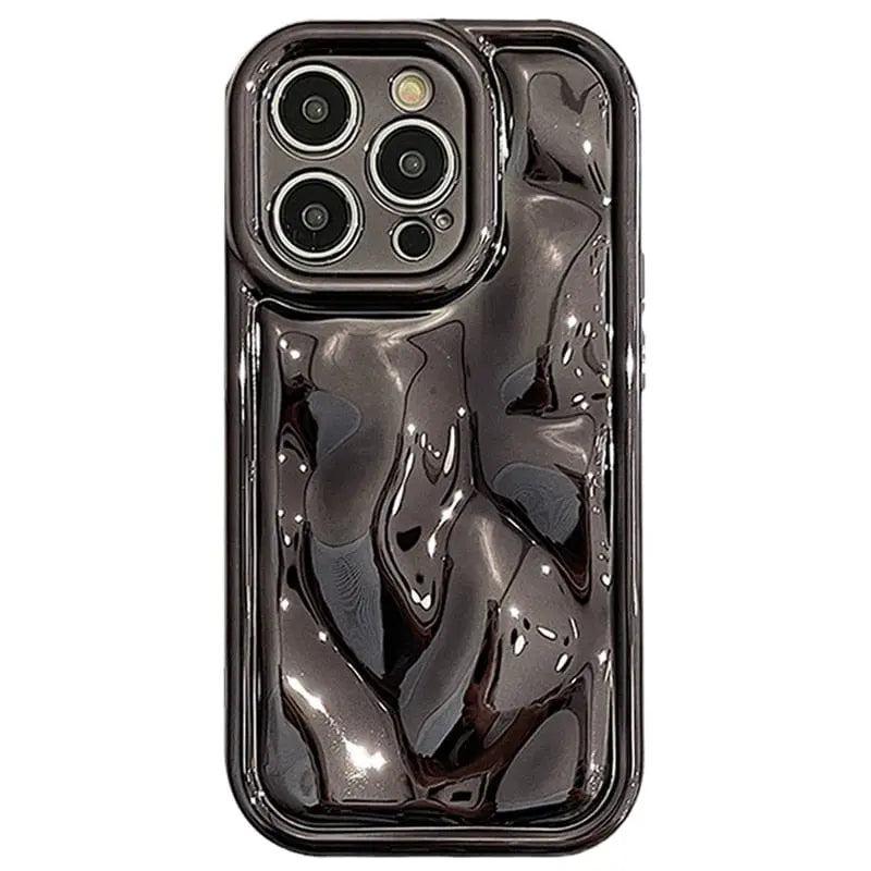 Showlu Fashion Store 0 Black / for iphone14pro(6.1") Glossy Laser Meteorite Texture Plating Case