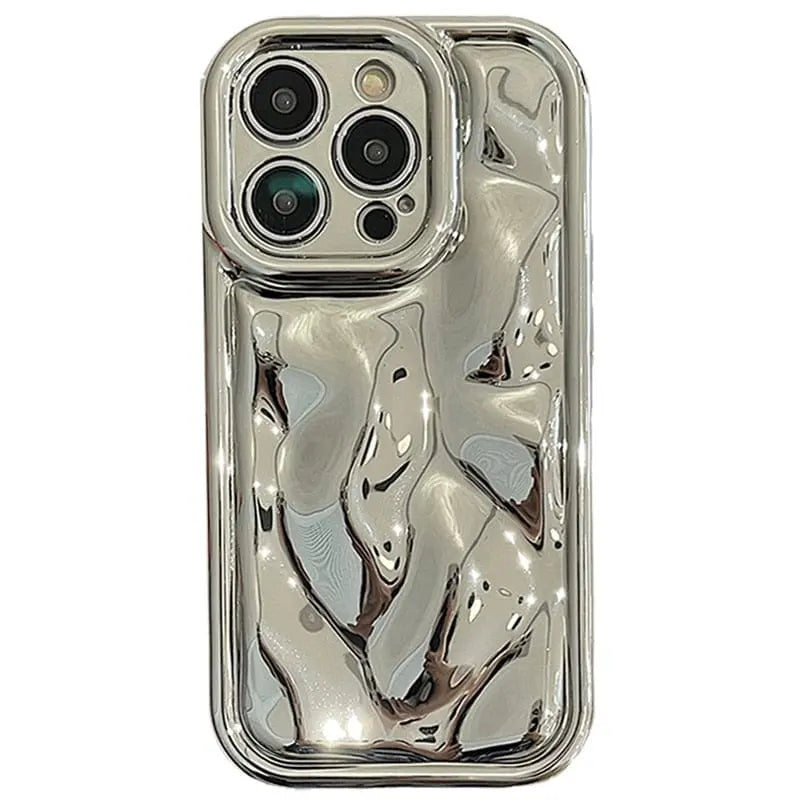 Showlu Fashion Store 0 Silver / For iPhone 12 Glossy Laser Meteorite Texture Plating Case