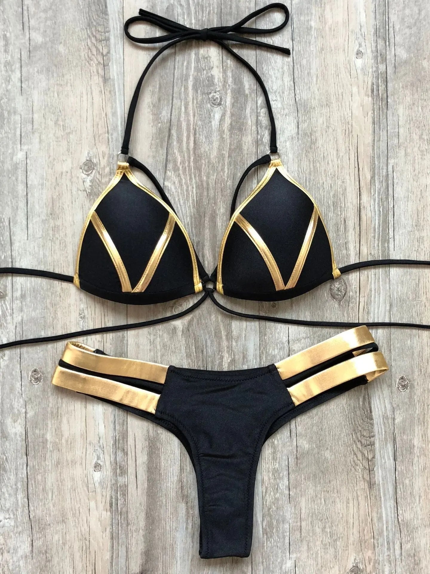Showlu Fashion Store 0 Gold Stamping Bikini Set"