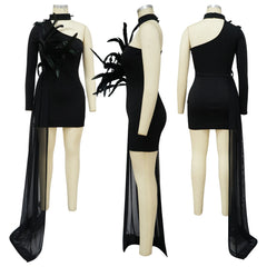 K10333 Fall New Short Dresses Women Party Evening Sexy Strapless Fur Wedding Dresses for Women