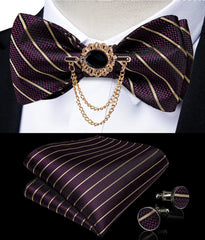 Pink Plaid Solid Men's Self Tie Bow Tie Silk Jacquard Woven Wedding Party Bowtie Hanky Brooch Set Men Butterfly Necktie DiBanGu SHOWLU FASHION STORE