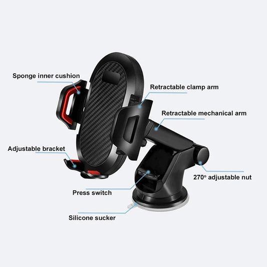 AUFU Sucker Car Phone Holder Mobile Phone Holder Stand in Car No Magnetic GPS Mount Support For iPhone 12 Xiaomi Samsung