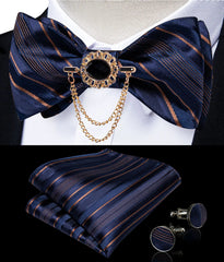 Pink Plaid Solid Men's Self Tie Bow Tie Silk Jacquard Woven Wedding Party Bowtie Hanky Brooch Set Men Butterfly Necktie DiBanGu SHOWLU FASHION STORE